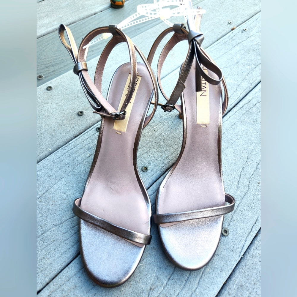 Deltan Leather Miranda Heel in Pewter Sz 10